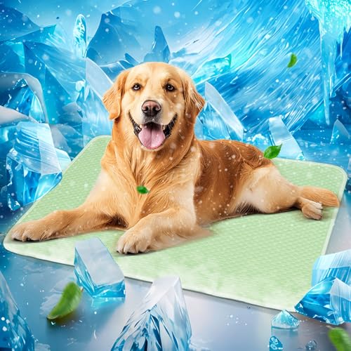 Mora Pets Dog Cooling Mat Instant Self Cooling Pad for Dogs & Cats Breathable Washable Summer Pet Cool Mat Indoor Outdoor, Puppy Cold Blanket for Floor Crate Car Travel Use Medium 36'' x 27'' Green - color: Light Green, size: 36'' x 24'' (Medium)
