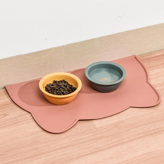 Anti Slip and Waterproof Pet Food Mat with Raised Edges - Spill Proof Feeding Tray for Cats and Dogs, Easy to Clean Floor Protector, Scratch Resistant, Compatible with Dry and Wet Food Bowls,Pink - color: Pink
