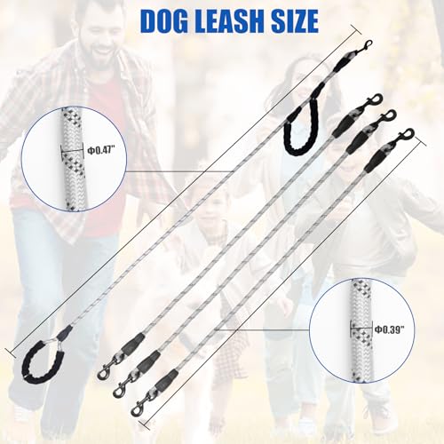 360° Anti-Tangle Dual Dog Leash for Small & Medium Dogs - Double Handle No Pull Design with Reflective Stripes, Ultimate Safety & Tangle-Free Walks (Grey, 2 Way) - color: Gray, size: 2 Way