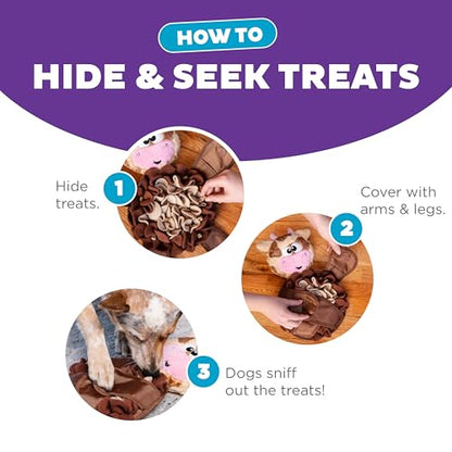 Outward Hound by Nina Ottosson Snuffle Palz Plush Snuffle Mat Dog Treat Puzzle, Non-Slip, Brown, Cow, Large - color: Snuffle Palz Cow