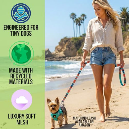 EcoBark Premium Teacup Dog Harness - Luxury Soft Tiny and Toy Breed Harness for Puppy - Mini Step in Vest Body Halter Under 5 lbs (XXXS, Mint) - color: Mint Turquoise, size: XXXS- 2 to 3 lbs- Chest up to 10 in (Pack of 1)