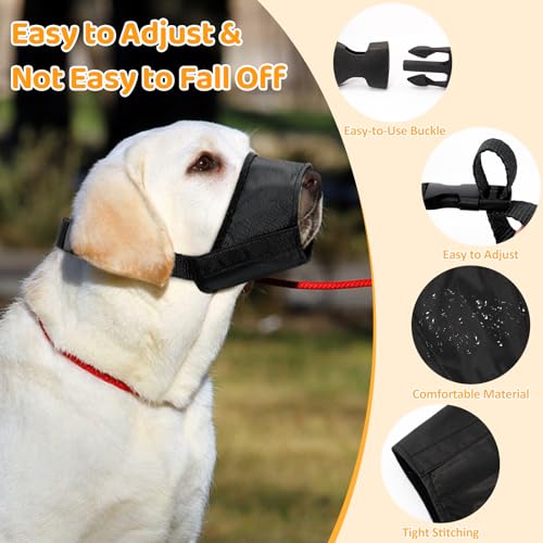 Coppthinktu Dog Muzzle Suit - 7PCS Adjustable Muzzles for Small to Large Dogs, Soft Comfortable Mouth Cover for Long Snout, Controls Biting, Barking & Chewing - color: AA-Black