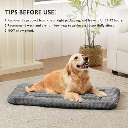 Dog Bed Mat Crate Pad for Large Dogs, Washable Soft Pet Sleeping Mat Kennel Pad with 3D Bubble Pattern, Grey, 42"x 28" - color: Grey, size: 42"L x 28"W x 1.5"Th
