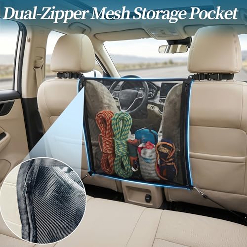 Dog Car Net Barrier for Back Seat, Pet Mesh Divider Gate Between Seats, SUV Truck Backseat Safety Barrier for Dogs Travel