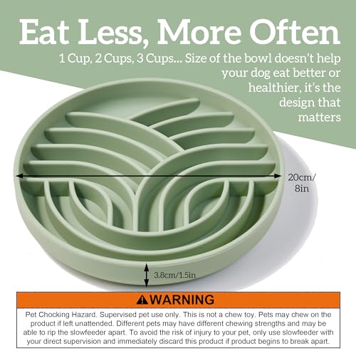 OHMO Slow Feeder Dog Bowls(Tree Life, Sage Green) Enrichment Soft Silicone Food Safe Feeding Bowl Non Slip Suction Cup for All Breed Pet, Cat Slow Down Eating Dishes, Boredom and Anxiety Reducer - color: Sage Green