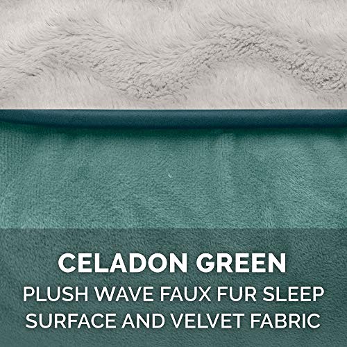 Furhaven Replacement Dog Bed Cover Perfect Comfort Plush & Velvet Waves Sofa-Style, Machine Washable - Celadon Green, Medium - color: Celadon Green, size: Medium