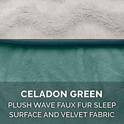 Furhaven Replacement Dog Bed Cover Perfect Comfort Plush & Velvet Waves Sofa-Style, Machine Washable - Celadon Green, Medium - color: Celadon Green, size: Medium