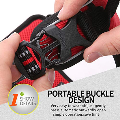 JUXZH Truelove No Pull Dog Harness with Easy Control Handle and 2 Leash Attachments,Reflective Adjustable Pet Vest - color: Red, size: Medium (Pack of 1)