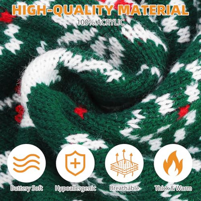 KOOLTAIL Dog Christmas Sweater, Cold Weather Pullover Classic Knitwear, Reindeer Snowflake Pattern Thick Warm Winter Pet Clothes, Cable Knit Sweaters for Small Medium Large Dogs Boy Girl, Green XL - color: Green, size: X-Large