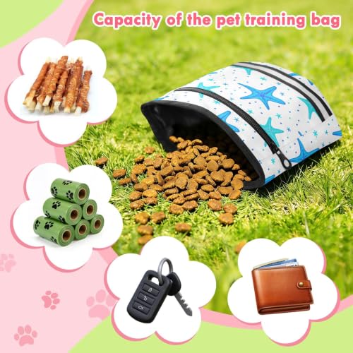 Starfish Water-Resistant Dog Treat Pouch, 3 Ways to Wear Treat Bag with Magnetic Closure & Reflective Strip, Hands-Free for Pet Training, Walking