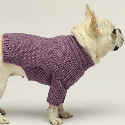 Fitwarm Thermal Knitted Dog Sweater Doggy Winter Coat Pet Clothes Doggie Turtleneck Jacket Puppy Outfits Cat Sweatsuit Lavender Purple XS - color: Purple, size: X-Small