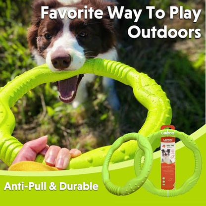 LaRoo Dog Toys for Medium/Large Dogs, Floatable Dog Flying Discs 3 Sizes Pool Toy, Interactive and Tug of War Ring Toy, Funny Fetch Teething Toys (Green, 11.8“) - color: Green, size: Large