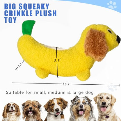 Banana Dog Puzzle Toys - Enrichment Squeaky Crinkle Snuffle Treat Dispensing Smart Dog Toys for Boredom and Stimulating, Durable Plush Dog Chew Toys for Large Medium Small Puppy Teething - color: Banana Dog