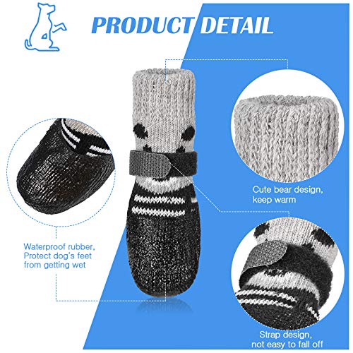 Weewooday 8 Pcs Dog Boots Shoes Socks Waterproof Cat Shoes Rain Snow Dog Booties Anti-Slip Cat Sock Booties with Adjustable Drawstring for Small Puppy(Blue,Black,Size 1: 1.95'' L X 1.56'' W) - size: Size 1: 1.95'' L X 1.56'' W