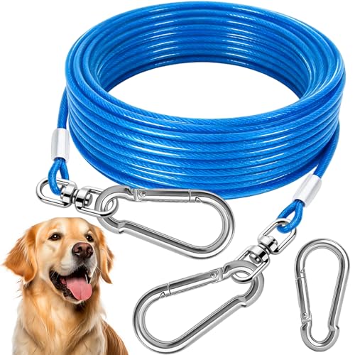 Dog Tie Out Cable - Heavy Duty Dog Chain for Yard, Blue/Purple/Green/Pink Outdoor Tether & Leash, 10/15/20/30Ft,Lead for Dogs Outside - color: Blue, size: 10FT