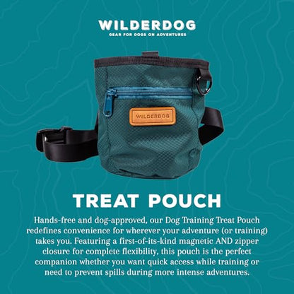 Wilderdog Dog Training Treat Pouch with Magnetic and Zipper Closure, Carabiner Attached, Adjustable Waist Strap - Green - color: Green