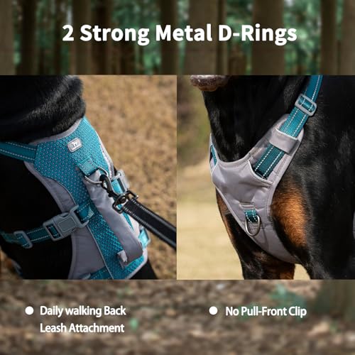 Huntboo Reflective Dog Harness with Handle, Escape Proof, No Slip, Breathable, Lightweight, Adjustable Lift Harness for Small, Medium, and Large Dogs Walking, Training, and Running Gear(Teal Blue,XS) - color: Teal Blue, size: X-Small(Pack of 1)