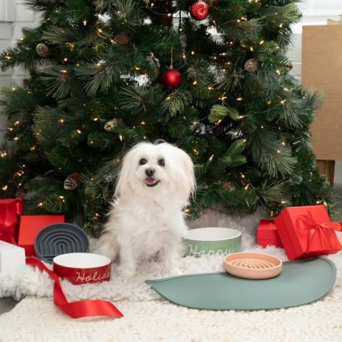 Should We Go? Waterproof Silicone Dog Food Mat – Large Size Non-Slip Pet Bowl Mat, Raised Edge Design, Easy-to-Clean Pet Food Placemat for Dog & Cat Bowls, 28" Across x 14" Deep - Honey - color: Honey, size: Large