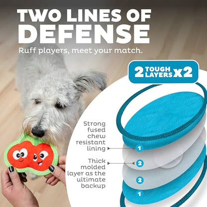 Outward Hound Tough Skinz Durable Squeaky Dog Toy with Two Tough Layers, Cherries, Red, Small - color: Cherries, size: Small