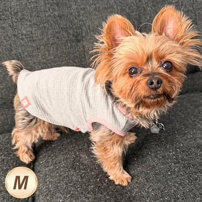 KYEESE 2Pack Dog Shirts Waffle for Small Dogs Stretchy T-Shirts Lightweight Tank Top Sleeveless Dog Vest Breathable Cat Shirt, Medium, Pink+Grey - color: 08# 2Pack(Green+Grey), size: Medium (7-11lbs)