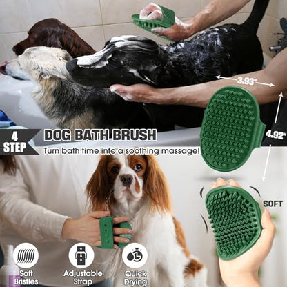 Bonteck Dog Slicker Brush for Dogs Grooming Kit 5PCS | Large Dog Brush for Goldendoodles Poodles Doodles | Long Pin Haired Brush | Poodle Brushes and Comb (Green) - color: Green