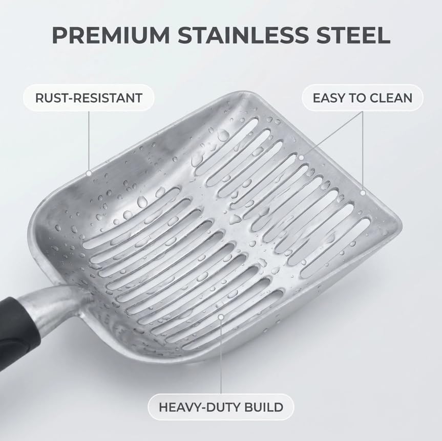 5-in-1 Heavy-Duty Full Metal Cat Litter Scoop with Holder, Cats Litter Scooper Includes Litter Bags, Handy Small Broom&Dustpan Set, Quick Sift, Easy to Clean | Cats Litter Scooper Includes Litter Bags, Handy Small Broom&Dustpan Set