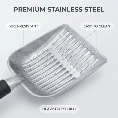 5-in-1 Heavy-Duty Full Metal Cat Litter Scoop with Holder, Cats Litter Scooper Includes Litter Bags, Handy Small Broom&Dustpan Set, Quick Sift, Easy to Clean | Cats Litter Scooper Includes Litter Bags, Handy Small Broom&Dustpan Set