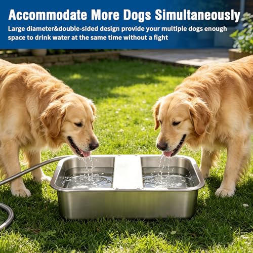 BWOGUE 5 Gal Automatic Dog Water Dispenser for Large Dogs Stainless Steel Outdoor Water Bowl Large Breed Self Filling Dog Waterer Feeder for Dogs Cat Chicken Livestock - size: 5 Gal