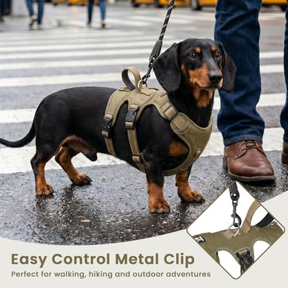Escape Proof Dog Harness and Leash Set,Soft Padded Full Body Pet Harness, No Pull Reflective Adjustable Dog Vest with Handle, Easy Control Dog Harness for Medium Large Dogs Training Walking Running - color: Khaki, size: M