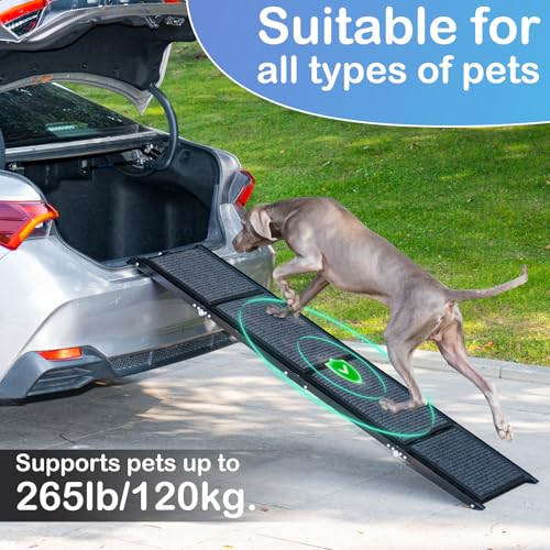 Uross Dog Ramp for Car 63" Long - Collapsible Pet Ramps for Large Dogs SUV Truck Folding Outdoor Dog Ramp for Porch Steps - size: 63" L x 17.3" W