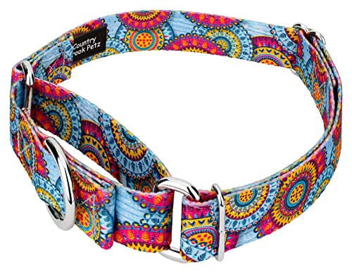 Country Brook Petz - Sky Mandala Martingale Dog Collar - Groovy Collection Featuring Far Out Designs (1/2 Inch, Extra Small) - color: Sky Mandala, size: Extra Small (Pack of 1)