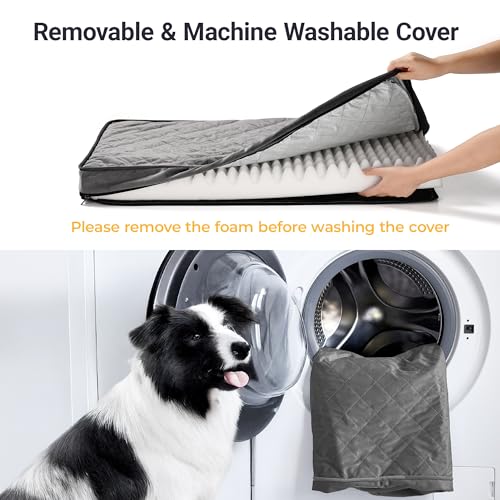 Orthopedic Egg Crate Foam Small Medium Dog Bed | 30x20 inch, supports up to 30 lbs, waterproof, machine washable, non-slip bottom, crate indoor use, dark grey - size: 30"L x20 "W x 3"Th