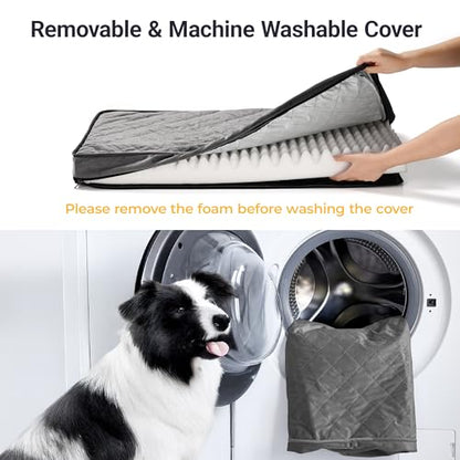Orthopedic Egg Crate Foam Small Medium Dog Bed | 30x20 inch, supports up to 30 lbs, waterproof, machine washable, non-slip bottom, crate indoor use, dark grey - size: 30"L x20 "W x 3"Th