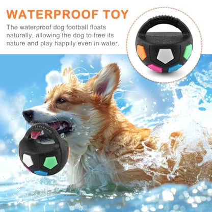 Dog Calming Ball with Handle, Interactive Football Shape Dogs Toy, Squeaky, The Mellow Dogs Strong Rubber Floating Ball for Water Play, Training, Outdoor Games(Color:Black) - color: Black