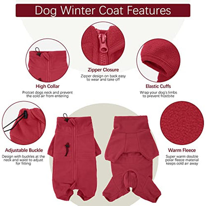 ROZKITCH Small Dog Winter Coat, Pet Windproof Warm Cold Weather Jacket Vest Cozy Jumpsuit Apparel Outfit Clothes for Small Medium Large Dog Walking Hiking Sleep Red XS - color: Red, size: XS