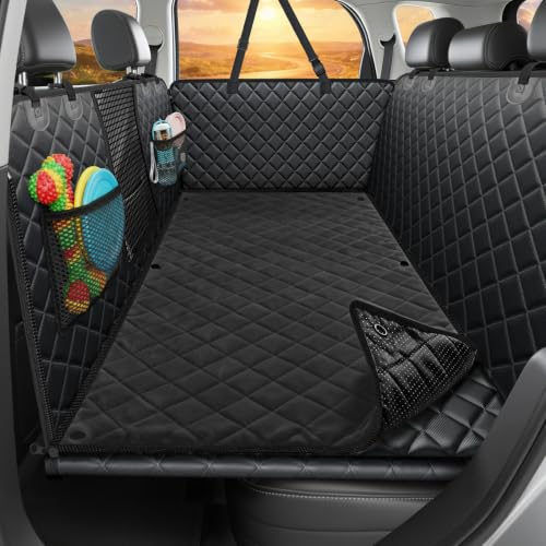 URPOWER 2026 Upgraded Back Seat Extender for Dogs - Large Hard Bottom Dog Car Seat Cover Holds 550lbs, Waterproof Dog Hammock Pet Bed with High-Density Foam Non-Slip Backseat Protector - color: All Black, size: M - Cars / Full Size SUVs