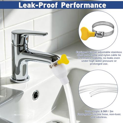 Dog Shower Hose Attachment for Faucet - 6.5ft Sink Hose for Bathtub Faucet | with Showerhead and Tie Connector, Portable Sink Hose for Fits Round Bathtub Faucet, Bathroom, Wash hair, Outdoor Cleaning