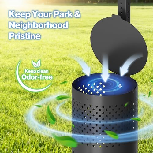 POCHAR Dog Waste Station with 600 Bags, 10 Gallon Outdoor Trash Can, Waterproof Poop Disposal Bin with Sign and Lid for Park, Trail, Yard