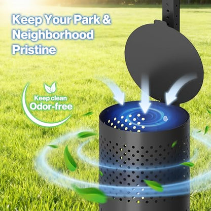 POCHAR Dog Waste Station with 600 Bags, 10 Gallon Outdoor Trash Can, Waterproof Poop Disposal Bin with Sign and Lid for Park, Trail, Yard