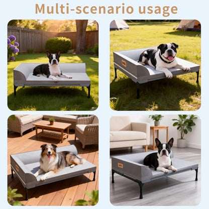 Elevated Cooling Dog Bed, Orthopedic Pet Bed for Large Dogs, Removable Washable Cover, Indoor & Outdoor Raised Pet Bed with Breathable Mesh, Size: 42"*30"*7" - size: Large