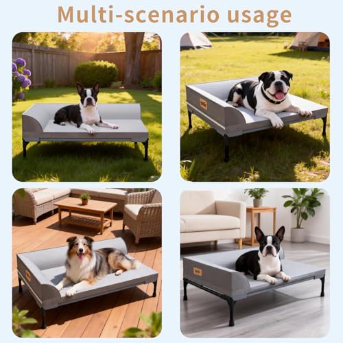 Elevated Cooling Dog Bed, Orthopedic Pet Bed for Extra Large Dogs, Removable Washable Cover, Indoor & Outdoor Raised Pet Cot with Breathable Mesh, Size: 49"*33"*9" - size: X-Large