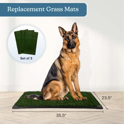 Artificial Grass Puppy Pee Pad for Dogs and Small Pets - Set of Three 35.5X23.5 Inch, Reusable 4-Layer Turf Pads for Dogs - Indoor and Outdoor Fake Grass Potty Pet Supplies by PETMAKER - size: XL 4-Layer Replacement Pads