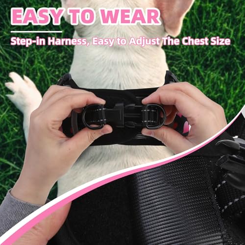 PUPTECK Dog Harness Small Sized Dog, Step in Adjustable Reflective Dog Vest Harness Escape Proof, No Pull Soft Padded Harness Easy Control, Heart, S - color: Black(Heart), size: S (CHEST: 13"-18")