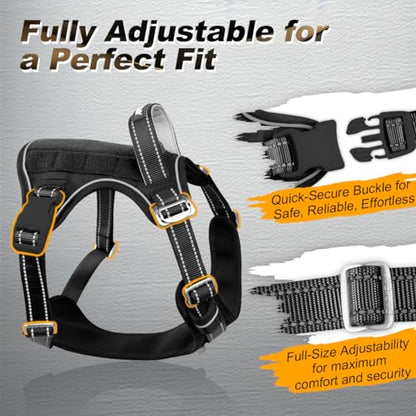 BARKBAY Service Dog Vest Tactical Dog Harness Medium Large Sized Dog No Pull Adjustable Dog Harness Reflective K9 Working Training Easy Control Military Molle System(Black,M) - color: Black, size: Medium