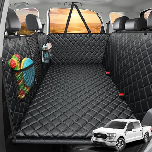 URPOWER 2026 Upgraded Dog Back Seat Extender for Full Size Crew Cab Truck - Large Hard Bottom Dog Car Seat Cover Holds 550lbs, Waterproof Dog Hammock Pet Bed with High-Density Foam Non-Slip - color: Black, size: XL - Full Size Crew Cab Truck