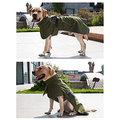Green S Dog Raincoat - Waterproof Winter Jacket with Velvet Inner, Reflective Strip - color: Green, size: Small