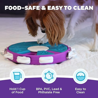 Outward Hound by Nina Ottosson Dog Twister – Interactive Treat Puzzle Enrichment Toy, Level 3 Advanced - color: Dog Twister (Purple, Blue)