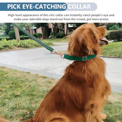 Soft Leather Martingale Dog Collar - Adjustable Rose Gold Limited Slip Collars [Easy to Clean], Stylish Durable Heavy Duty Nylon No Pull Training Collar for Small Medium Large Dogs XS Dark Green - color: Dark Green, size: XS (Neck 8"-11", Width 3/5")