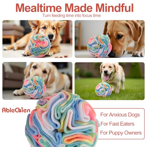 Ablechien Snuffle Ball for Dogs, Puppy Treat Toy, Interactive Foraging Puzzle Ball Toy, Enrichment Toys for Large Dogs, Sniffle Interactive Treat Balls - color: Chromatic
