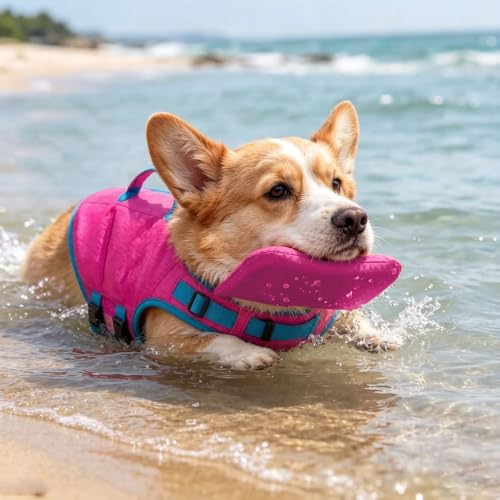 Dog Doggy Life Jacket Life Vest Saver Preserver Reflective Nylon Neoprene Quick Release Adjustable Bandana (Pink#S) - color: Pink#S